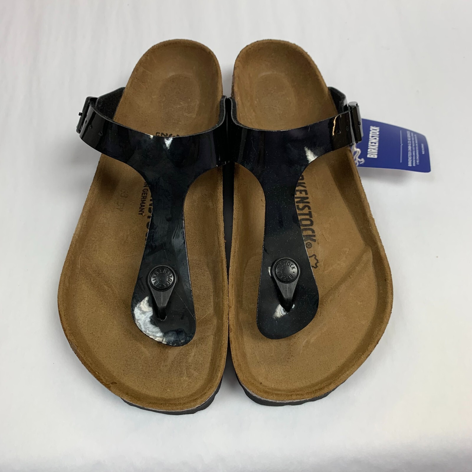 Birkenstock New w/ Box Gizeh Patent Black Birko Flor Patent Regular Select Size