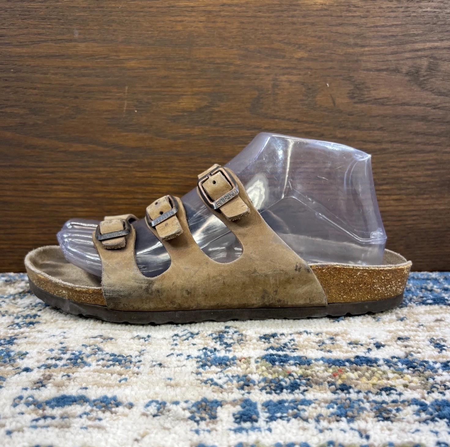 Birkenstock Florida Soft Footbed Suede 3 Strap Sandal Sz 38 L7 M5 Brown