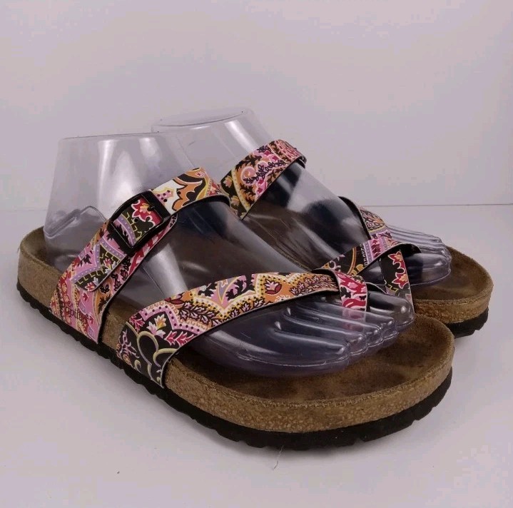 Birkenstock Papillio Viking Tofino Comfort Cork Sandals Paisley Print Womens 7