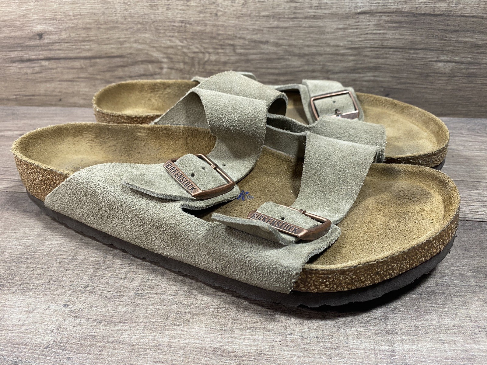 Birkenstock Arizona Soft Footbed Suede Sandals Taupe Mens Size 42 US 9 9.5