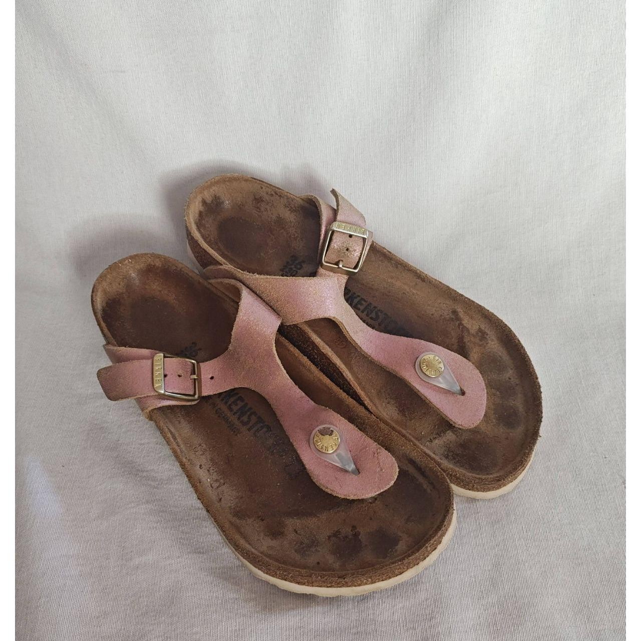 Birkenstock Gizeh Sandal Thong Pink Rose Gold EU 36 Leather Metallic Cork