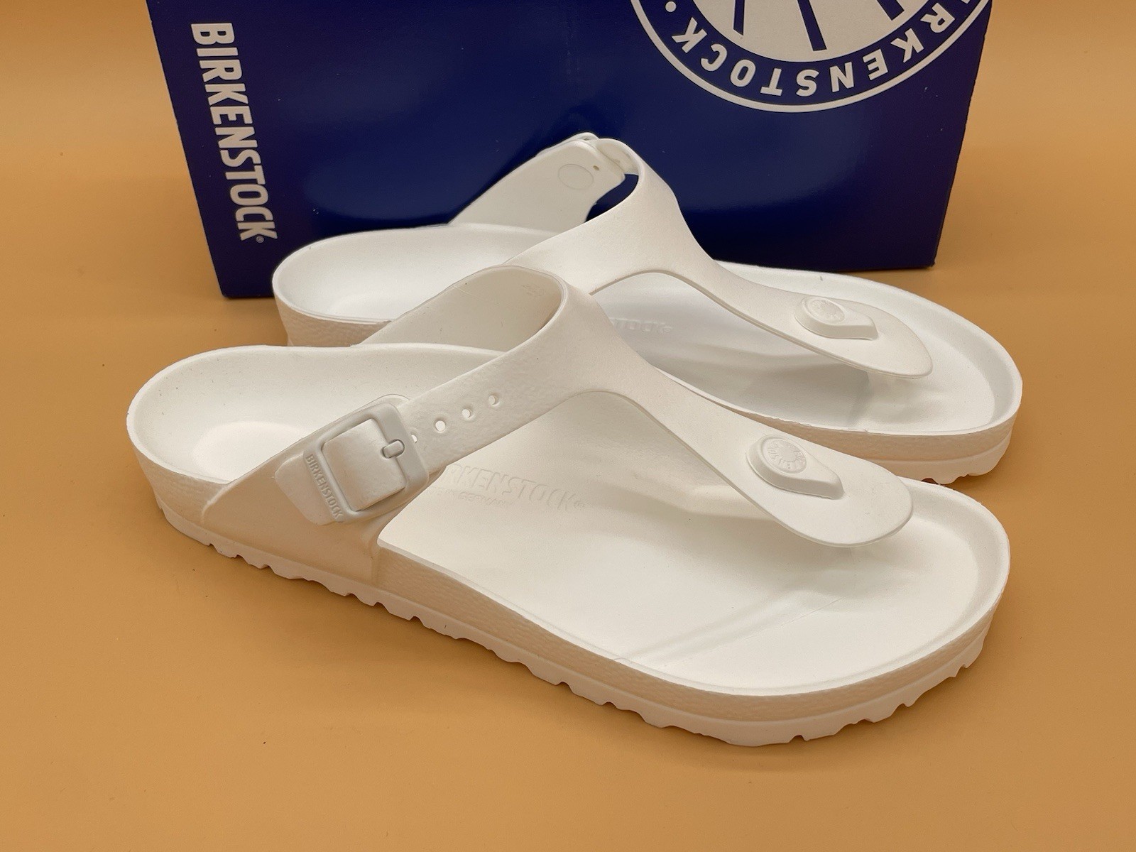 Size 40 EU Ladies 8 / Men 7 Birkenstock Gizeh Eva White  White Sandals 0128221