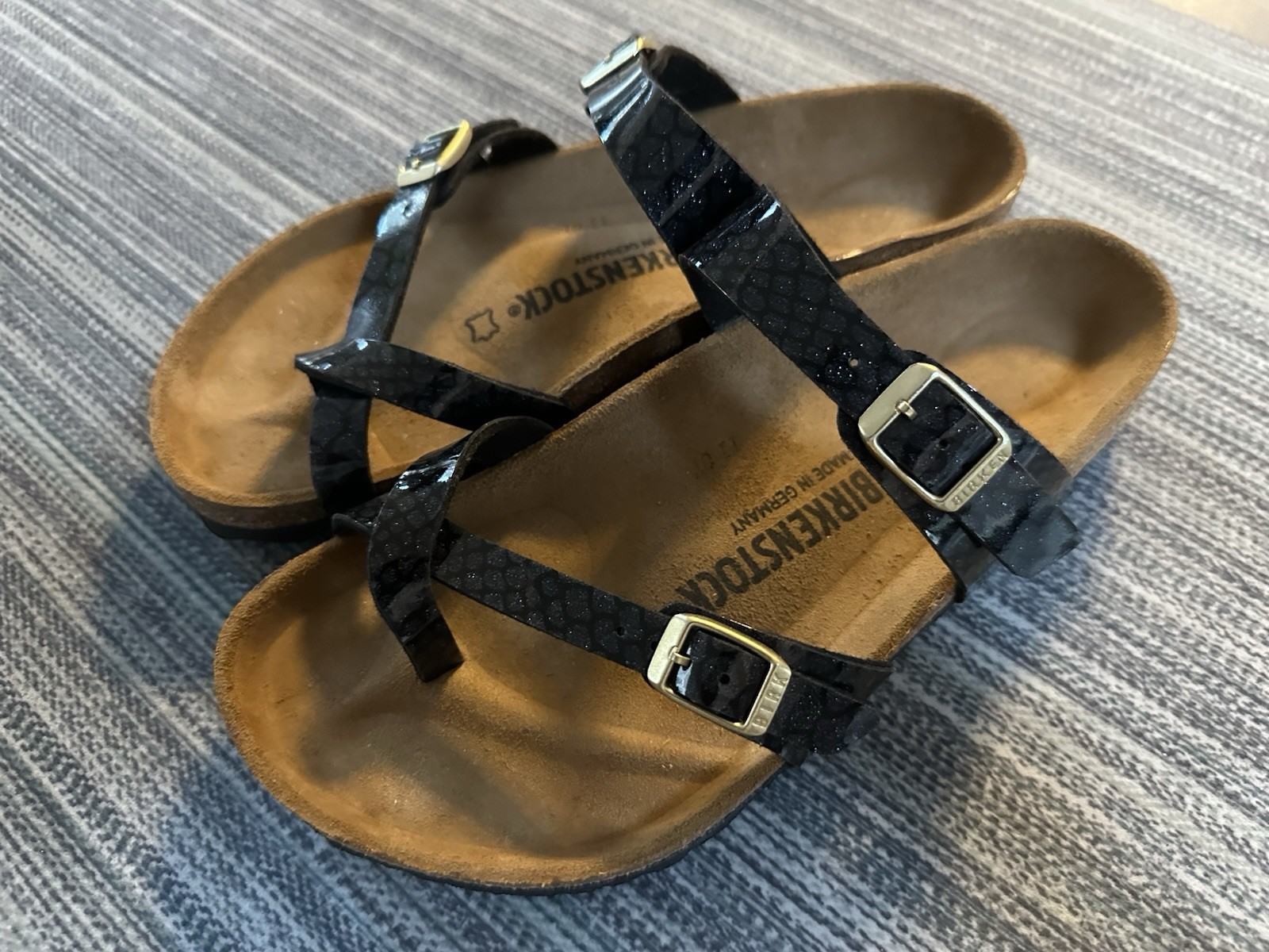 Birkenstock Mayari Birkibuc Sandals Black Licorice Straps – Women’s Size 39 US 8