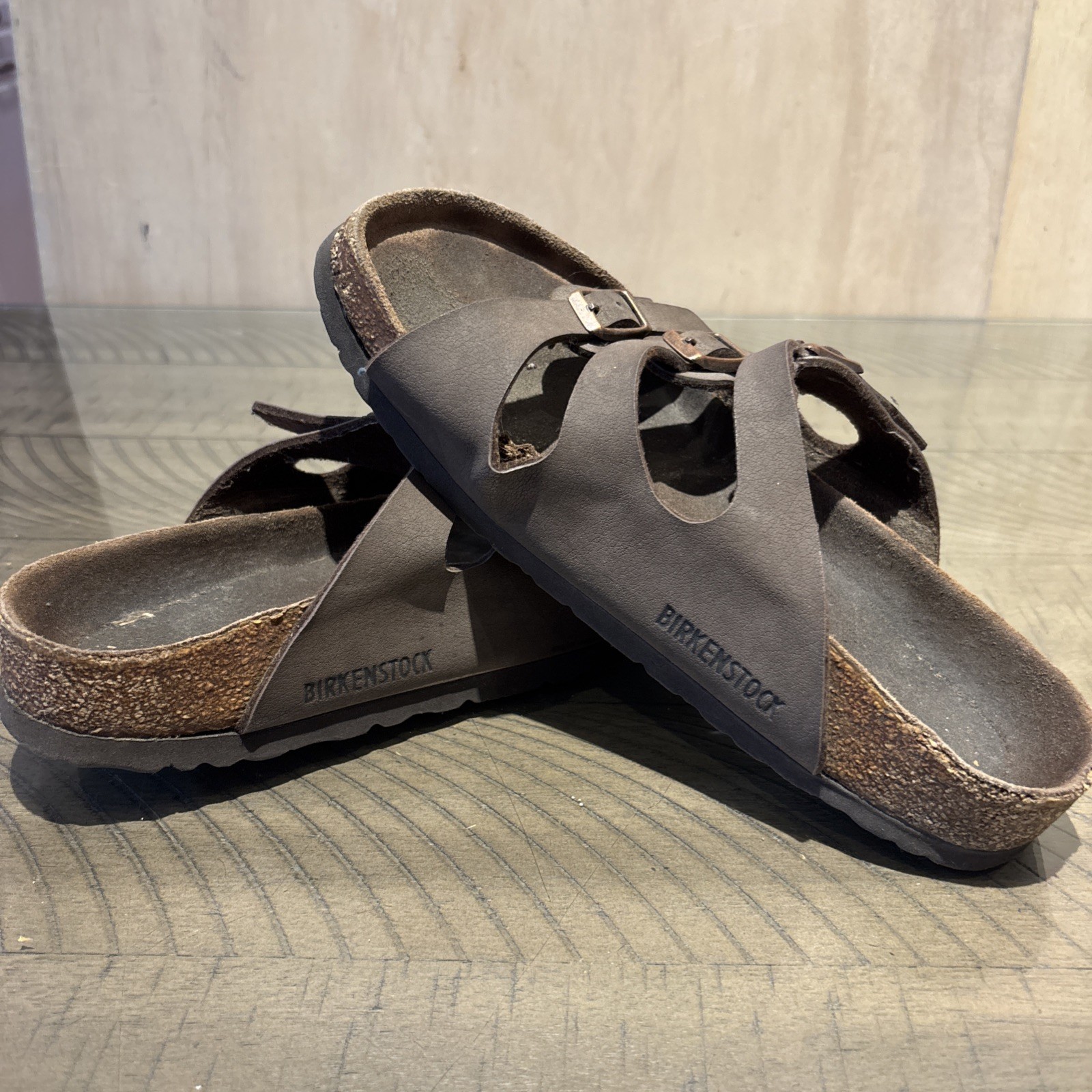 Birkenstock Florida Womens Sandal size 6.5-7 Soft Footbed Mocha Brown  READ