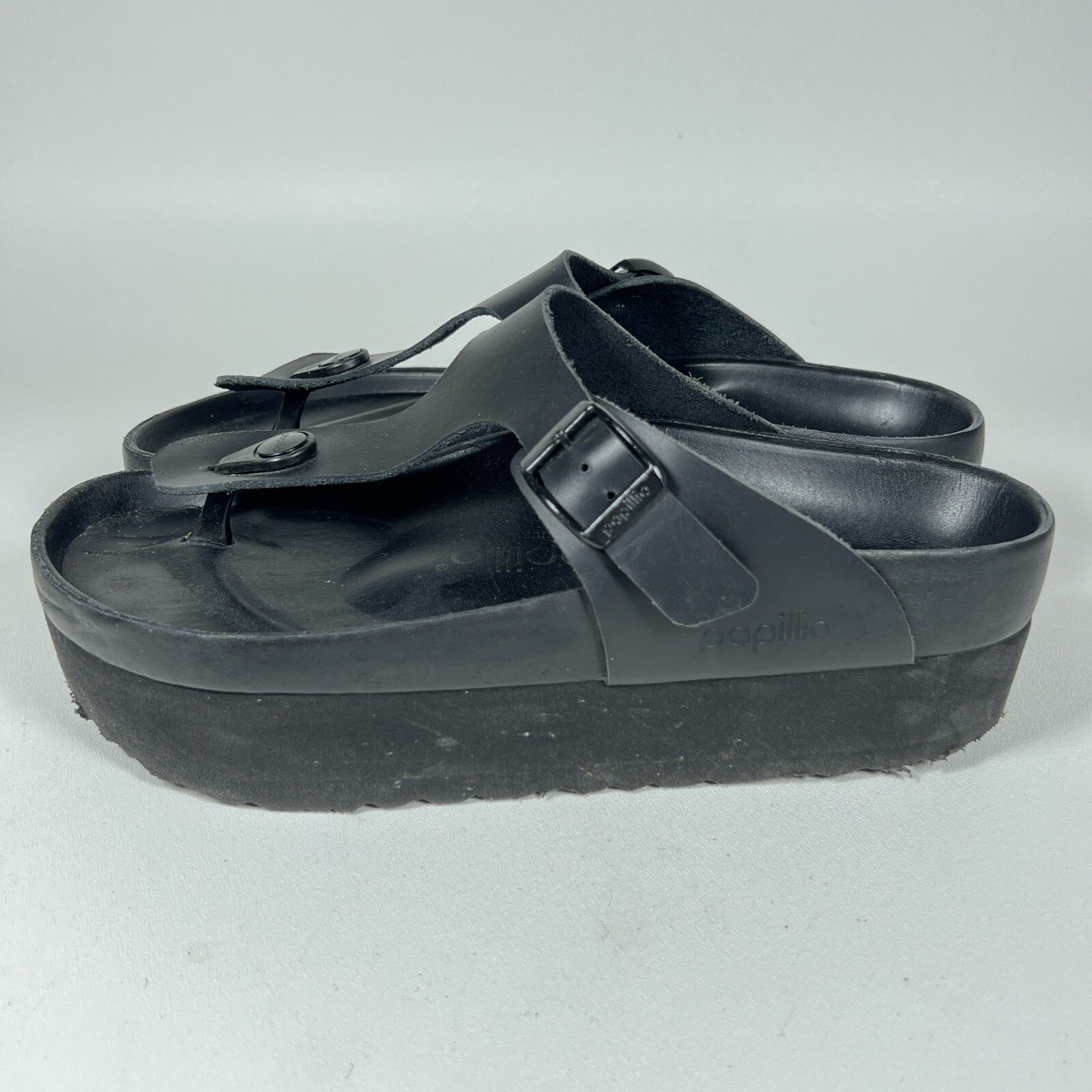 Birkenstock Papillio Gizeh Flex Platform Sandals Black on Black Size 6 (37 EU)