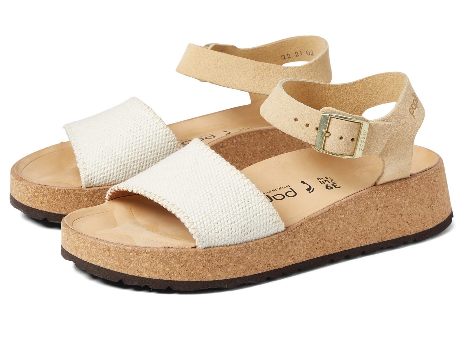 Birkenstock Papillio Glenda Platform Sandal Natural Almond Canvas Suede 39 (8 US