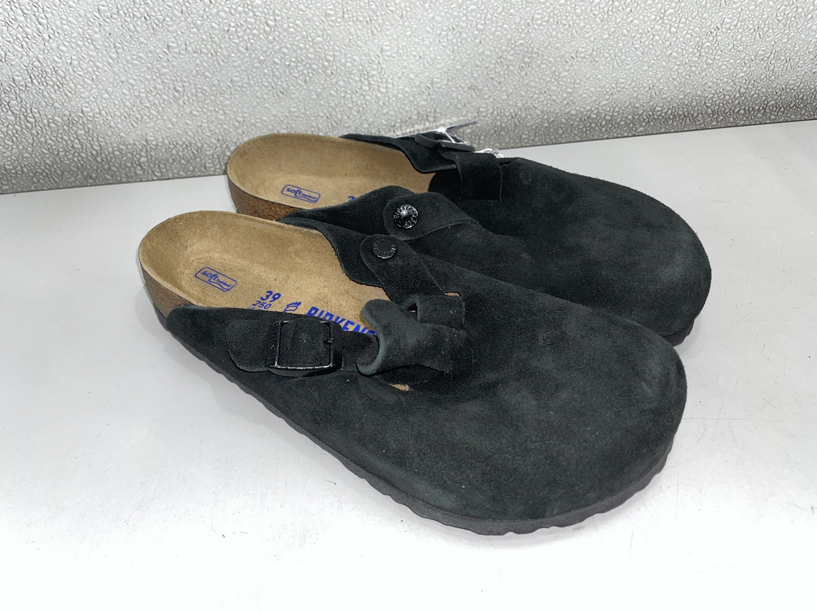 Birkenstock Boston Soft Footbed Suede Leather Clog Unisex W8, M6 Black