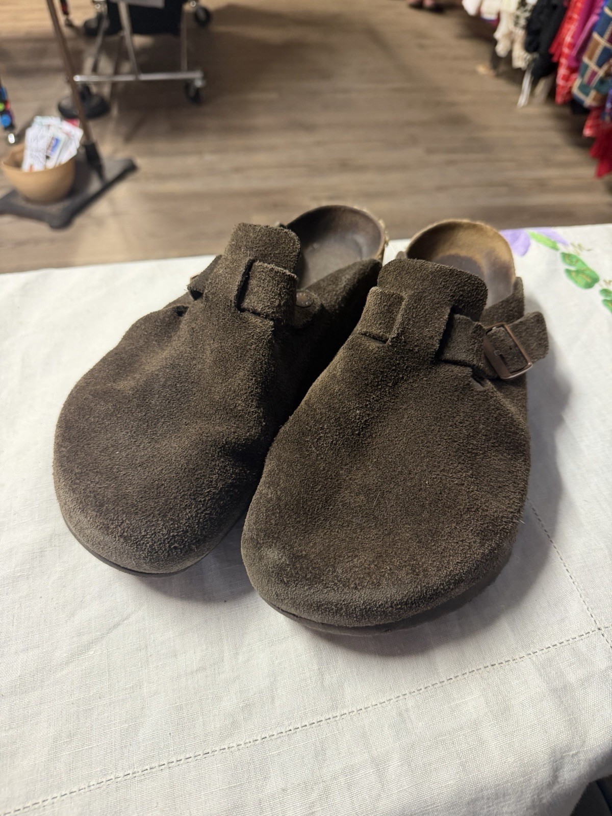 Birkenstock Boston Men’s Suede Clogs, Brown Mocha, Size US 11-11.5, EU 44