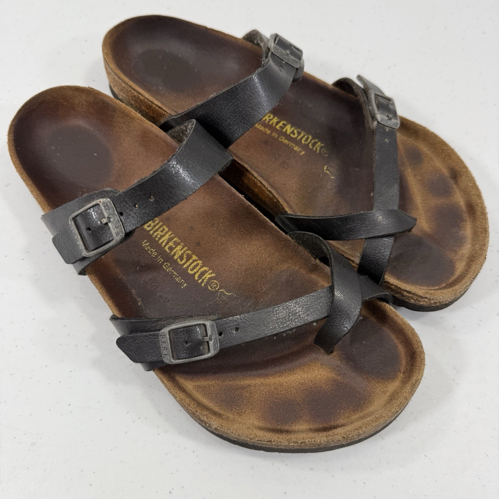Birkenstock Mayari Birko-Flor Black Leather Sandal Size 40 L9/M7 Womens 9 Mens 7