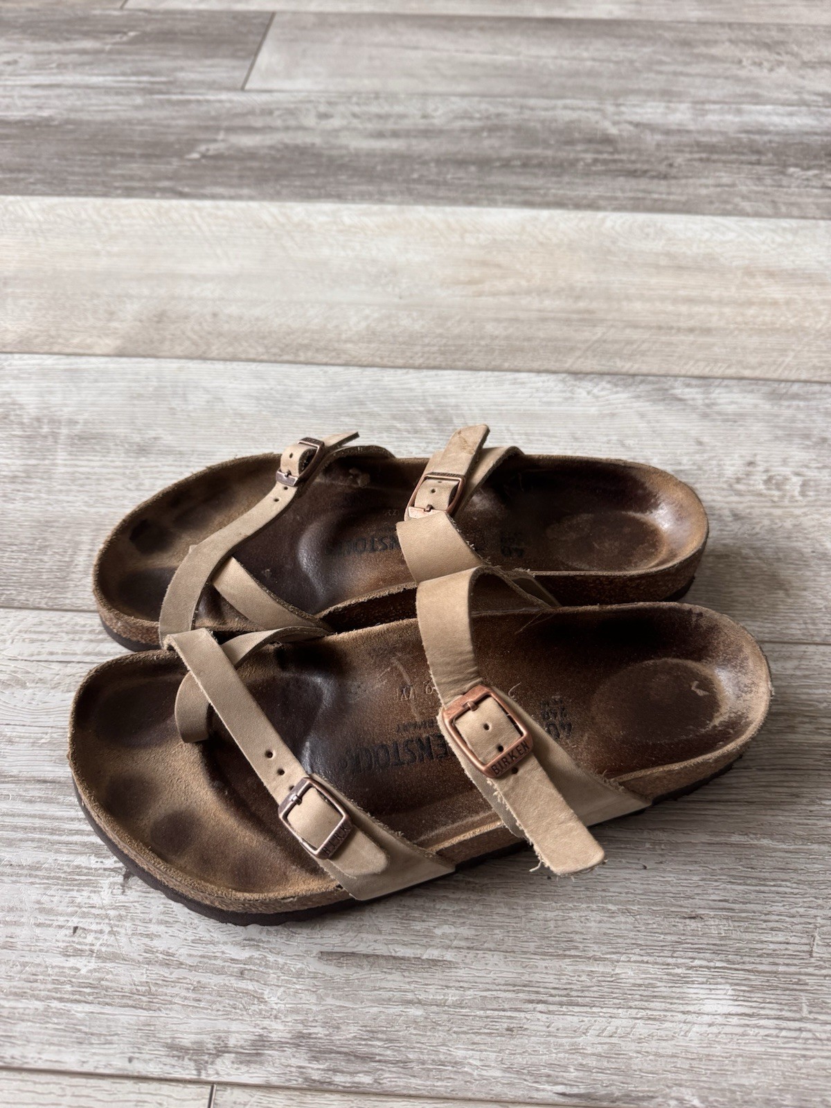 Birkenstock Mayari Sandals Womens EU40 US 9 Brown Leather Slip On Slides Germany