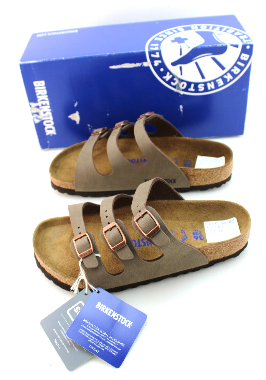 New BIRKENSTOCK Florida BS Size 5 Regular Fit Mocca Birko-Flor Women’s Sandals