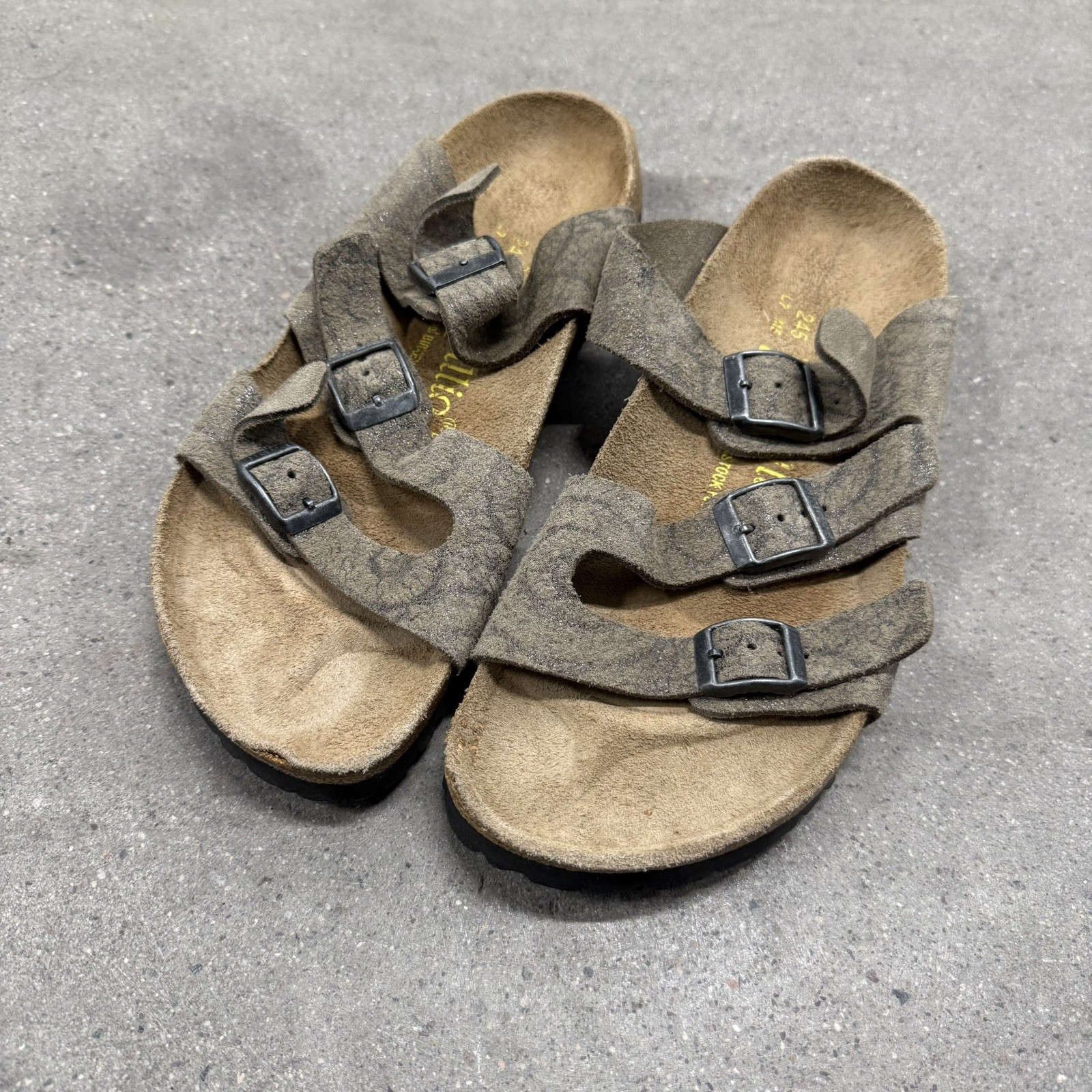 Birkenstock Papillio Leather Double Strap Buckle Slides Sandals Size 38 (W7/M5)