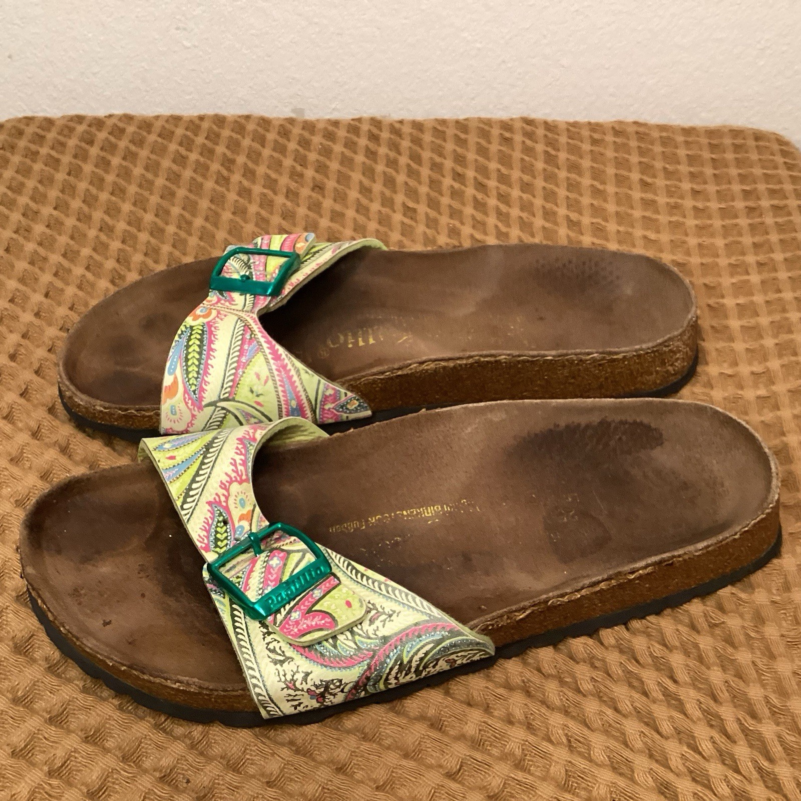 Birkenstock Papillio Madrid Women’s Sz US 8 EU 39 Strap Cork Sandals Brown Green