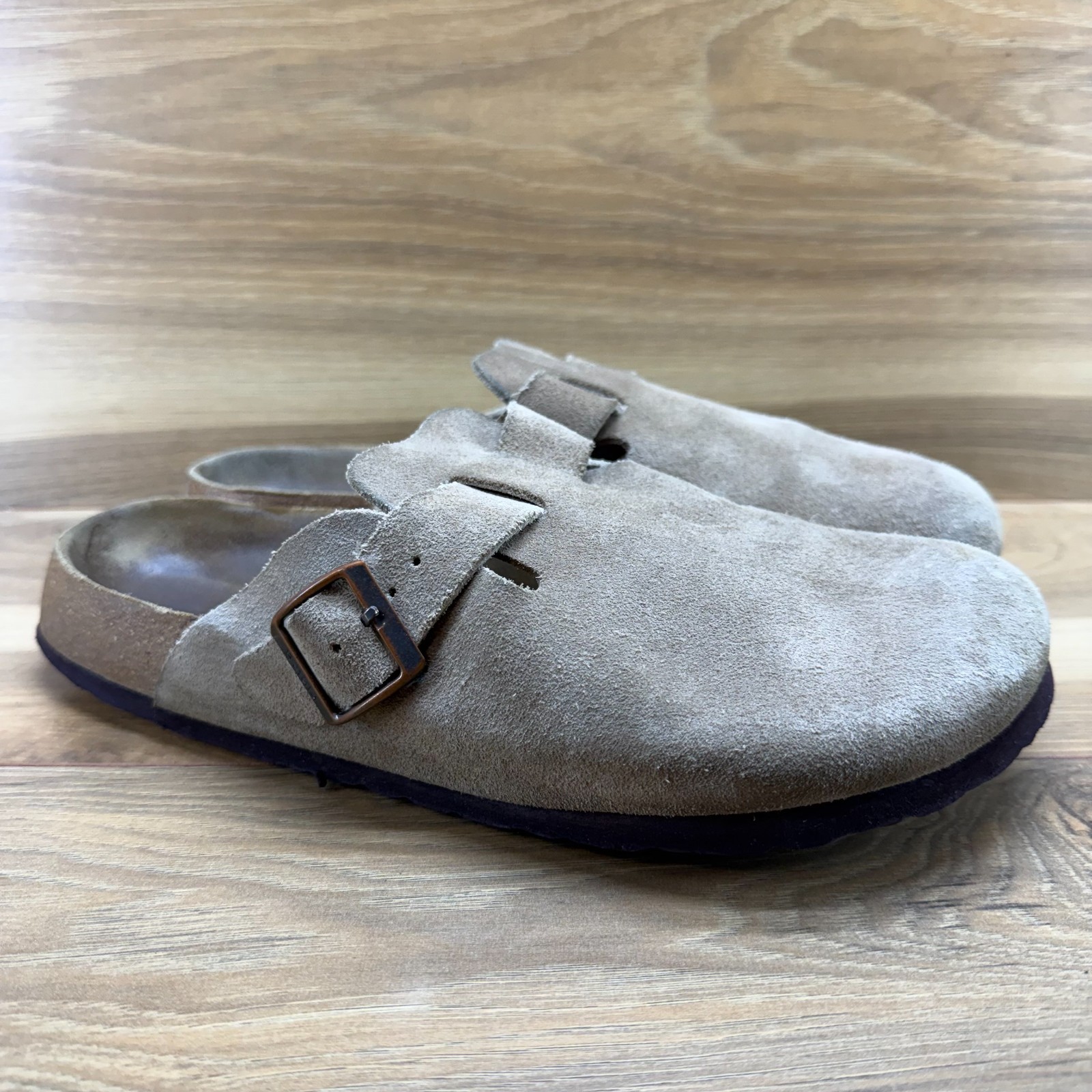 Betula Birkenstock Boston Clogs Womens 10 N EU 41 Beige Suede Slip On