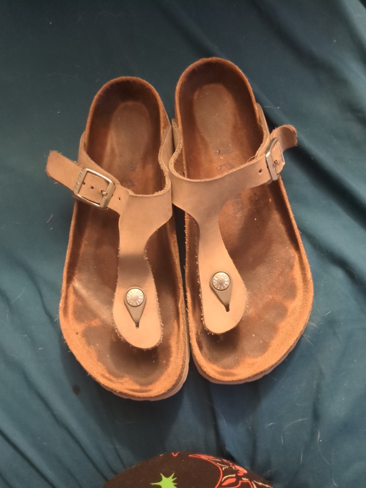 Birkenstock Gizeh Thong Sandals Leather Comfort Taupe Gray Womens 38 US 7