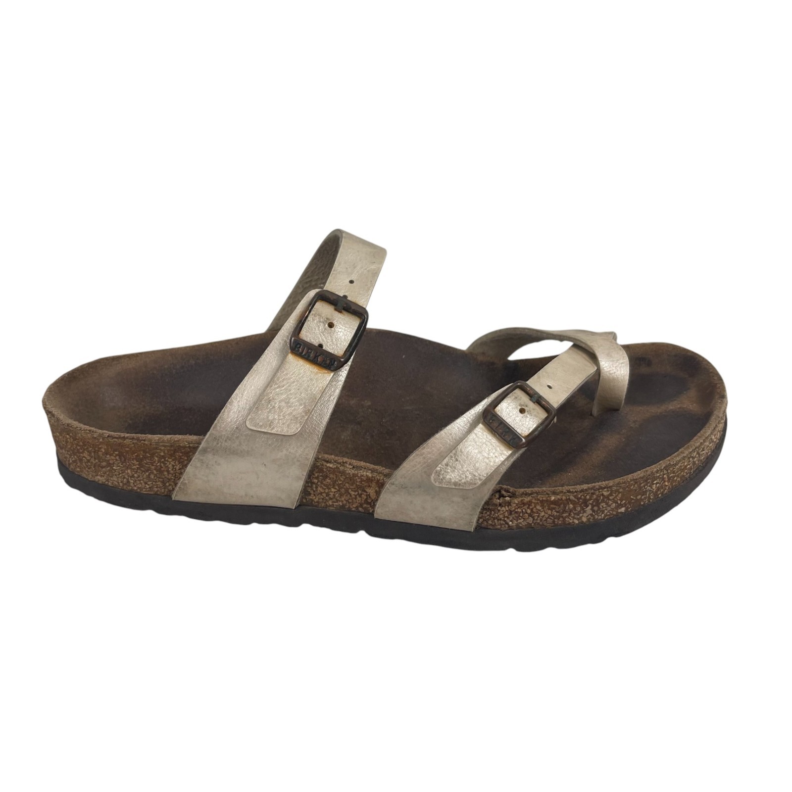 Birkenstock Mayari Crisscross Thong Sandal Beige Tan 38 7.5/8 Boho Comfort Hippy