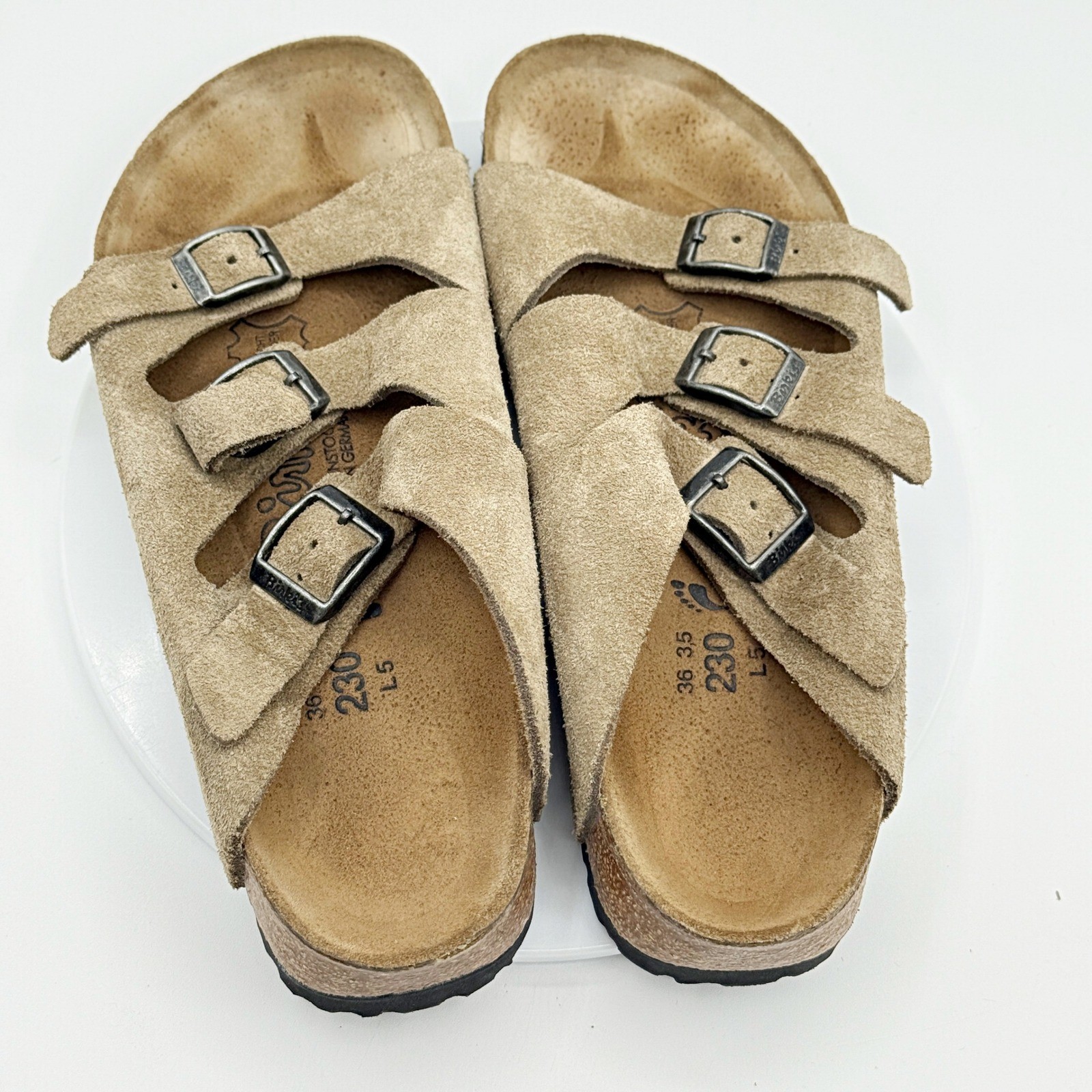 Birki By Birkenstock Florida 3 Strap Suede Size 36 / 5 Womens Taupe Suede