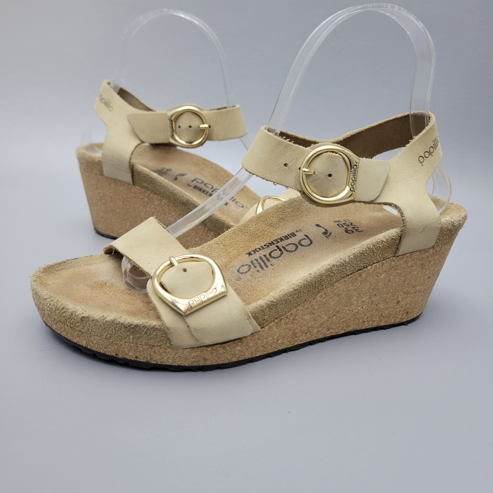 Birkenstock Papillio Wedges Soley Ring Buckle Sandals Nubuck 39 US 8-8.5