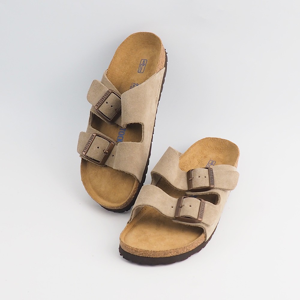 Birkenstock Arizona Taupe Shoes Soft Footbed Suede Leather Sandals EU 37-45