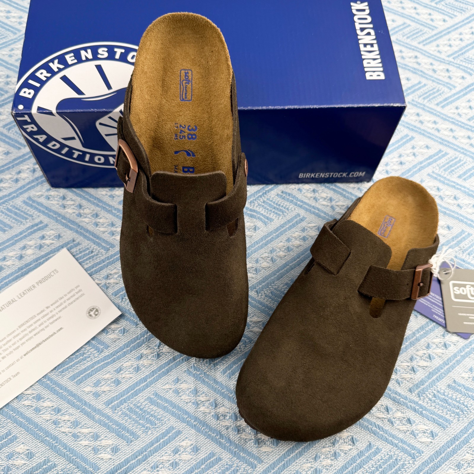New Birkenstock Boston Soft Footbed Mocha Suede Leather Wide/Narrow/unisex/EU