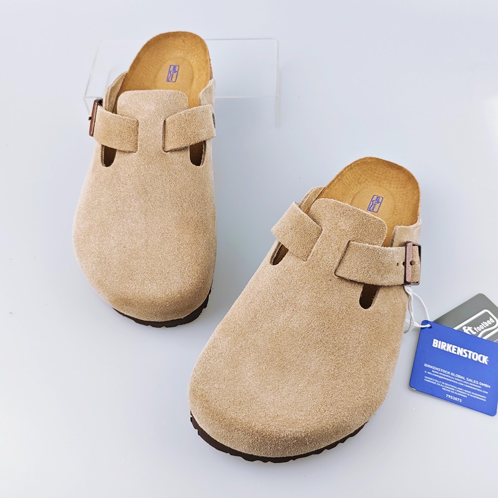 Birkenstock Boston Taupe Suede Leather Soft Footbed Shoes Size EU 37-45 Unisex