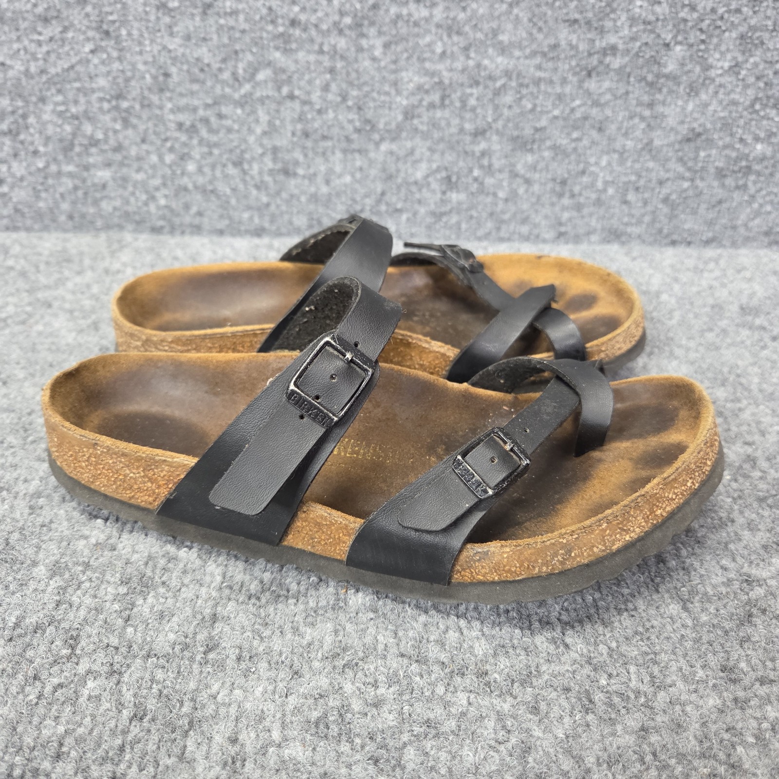 Birkenstock Mayari Sandals Shoes Womens Size 39 US 8 Black Leather Cork Comfort