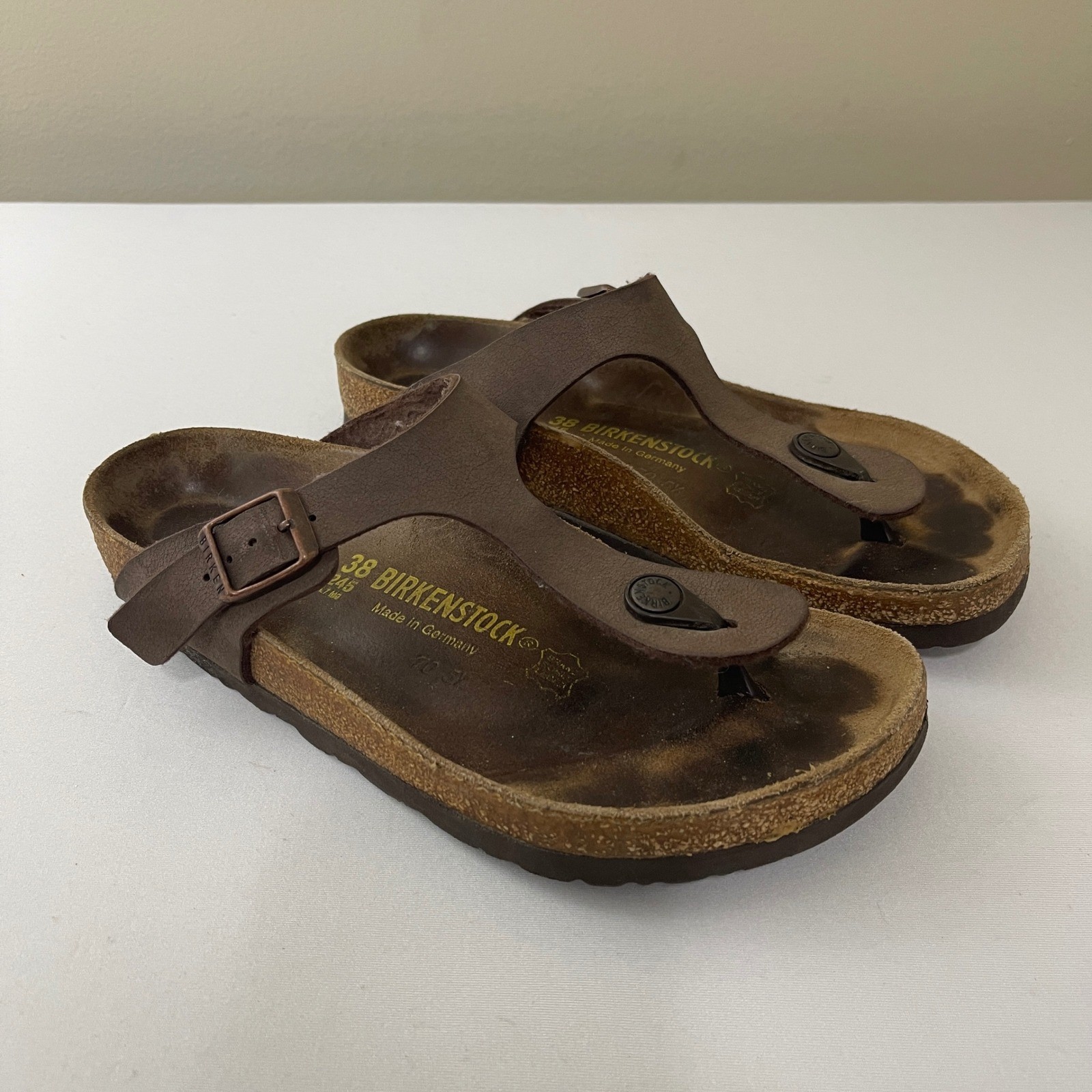 Birkenstock Gizeh Sandals Womens Size 38 US 7 Brown Thong Leather Comfort
