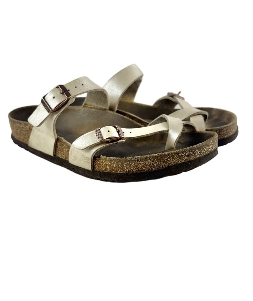 Birkenstock Mayari Pearl White Sandals 38 L7.5 Women’s Slip On