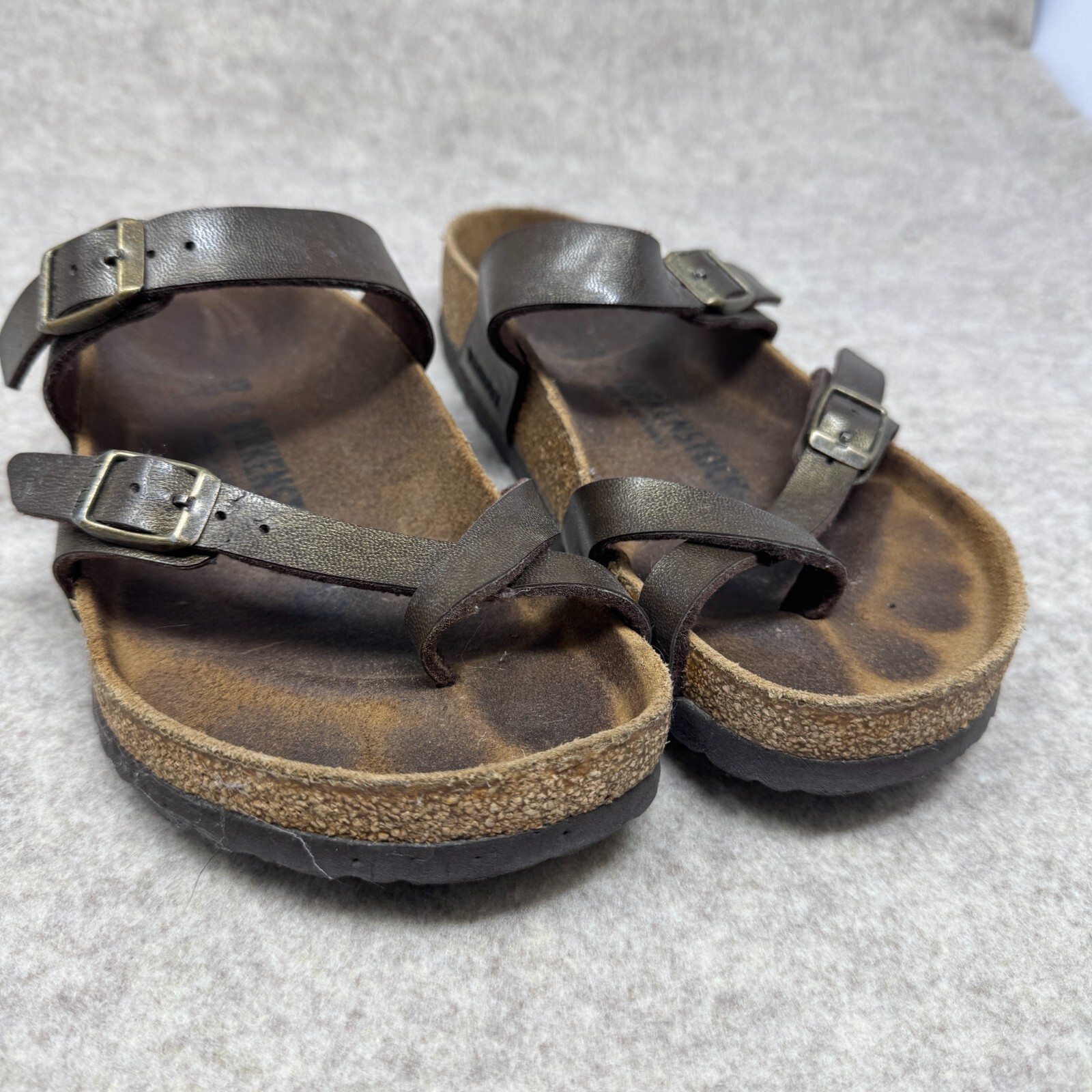 Birkenstock Mayari Slide Sandals Womens 37 Strappy Slip on Leather Outdoor Brown