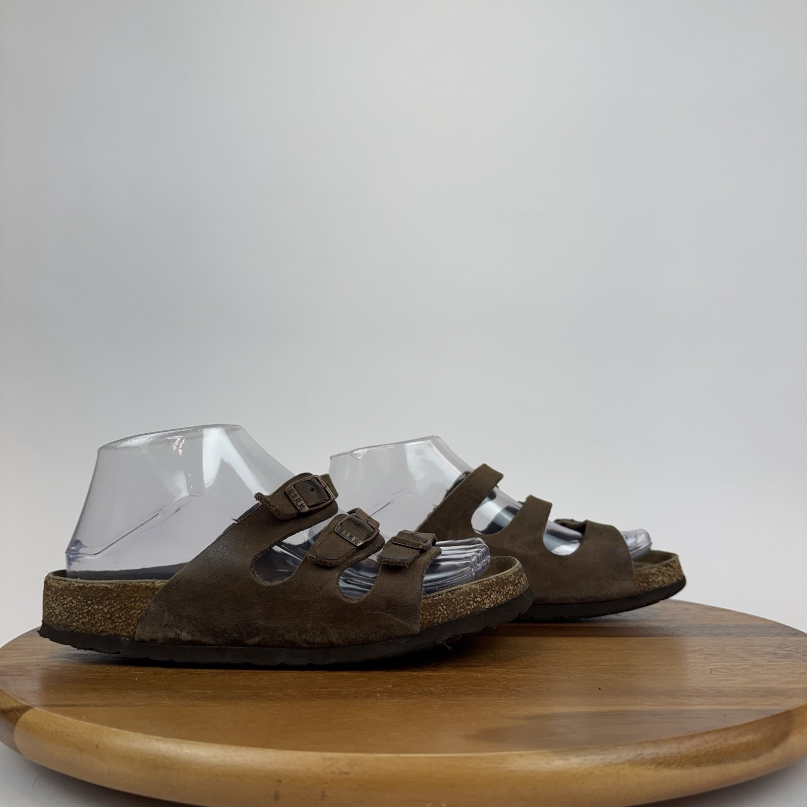 Womens Birkenstock Florida Brown Leather Slip On Comfort Sandals Slides Size 6 N