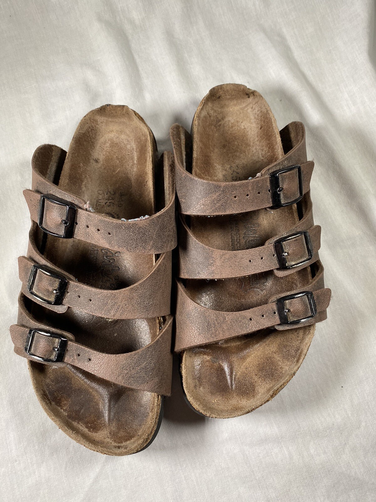 Birkenstock FLORIDA Brown Birko Flor Slides SOFT FOOTBED Leather Sandals 7 Fm 5m