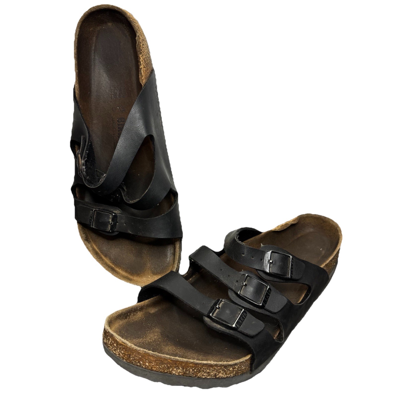 Birkenstock Florida Footbed Sandals Womens Size 42 Black 3 Straps Buckles