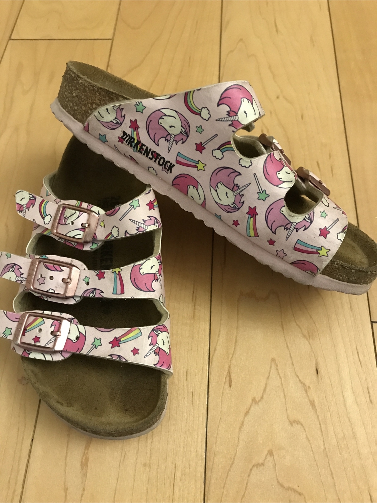 Birkenstock Florida Birko Flor Unicorn Pink Sandals Kids Size 28