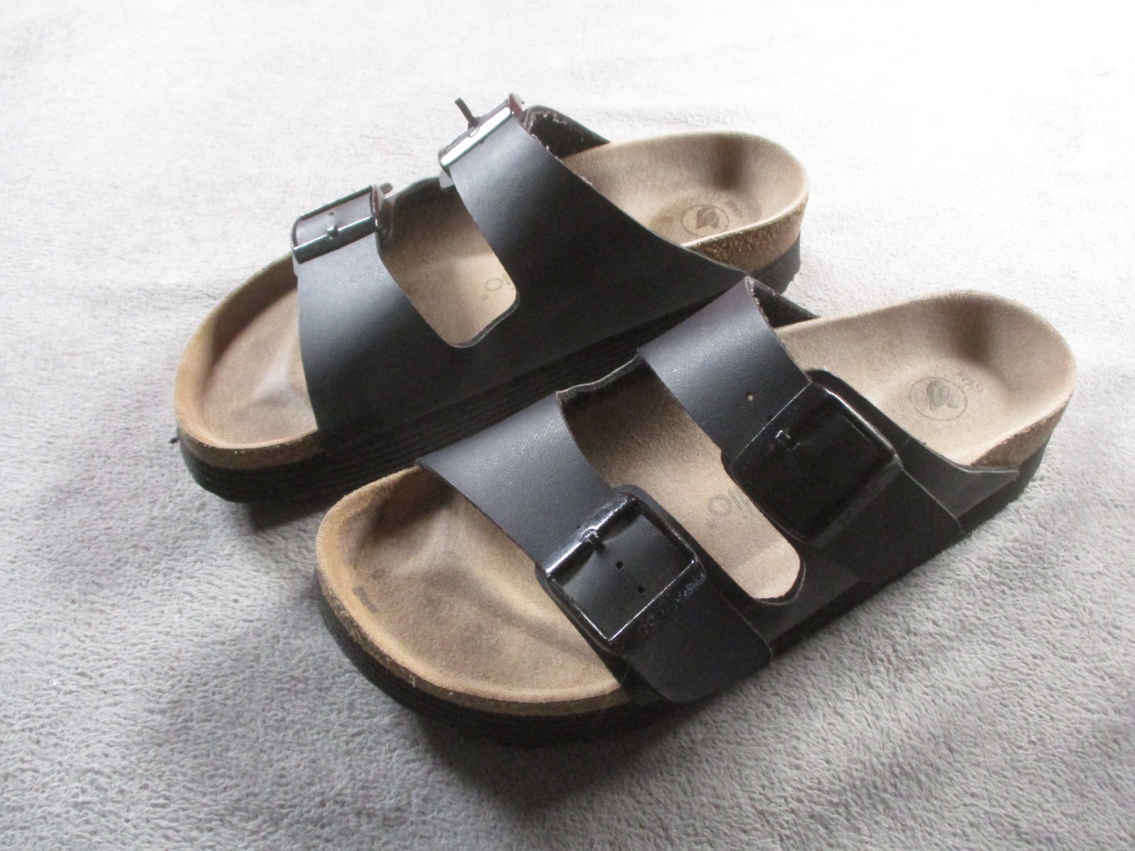 Birkenstock Papillio Grooved Platform Arizona Sandal 39/8 Black Vegan Slides