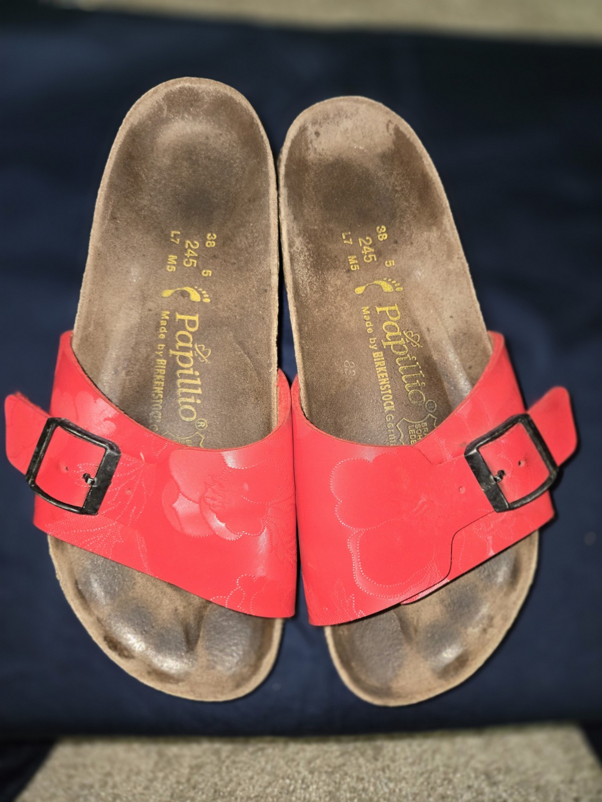 Birkenstock Papillio Womens Madrid Slide Sandal Size 38 Red Single Buckle Strap