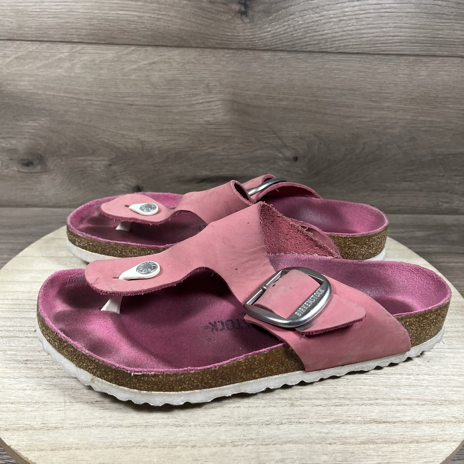 Birkenstock Gizeh Big Buckle Fuchsia Pink Nubuck Sandals Womens Size EU 41 US 10