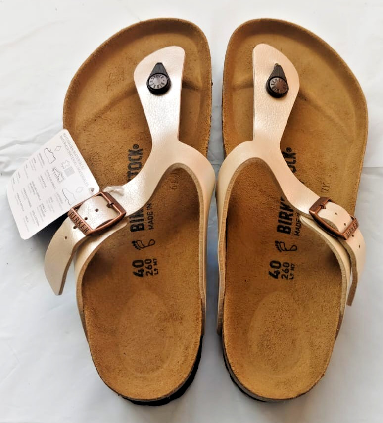 Birkenstock Gizeh unisex Nubuck leather sandal Pearl white EU 40 (M7 L9)