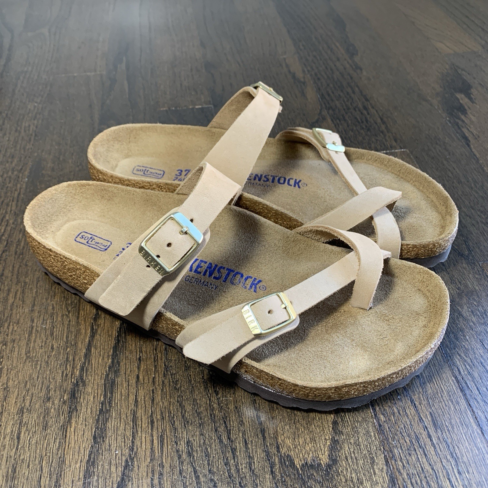 Birkenstock Women’s Mayari Soft-Footbed Sandcastle Nubuck Leather Euro size 37 R