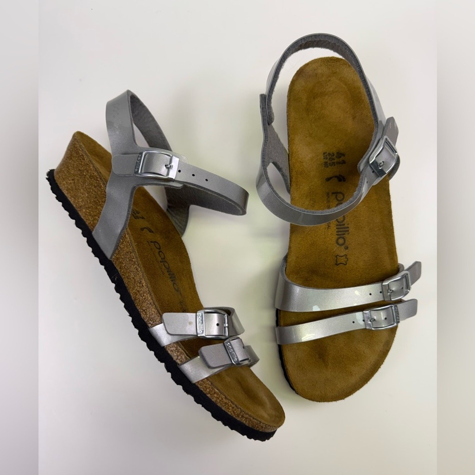 Birkenstock Papillio Lana Wedge Sandal Metallic Silver Size EU 41