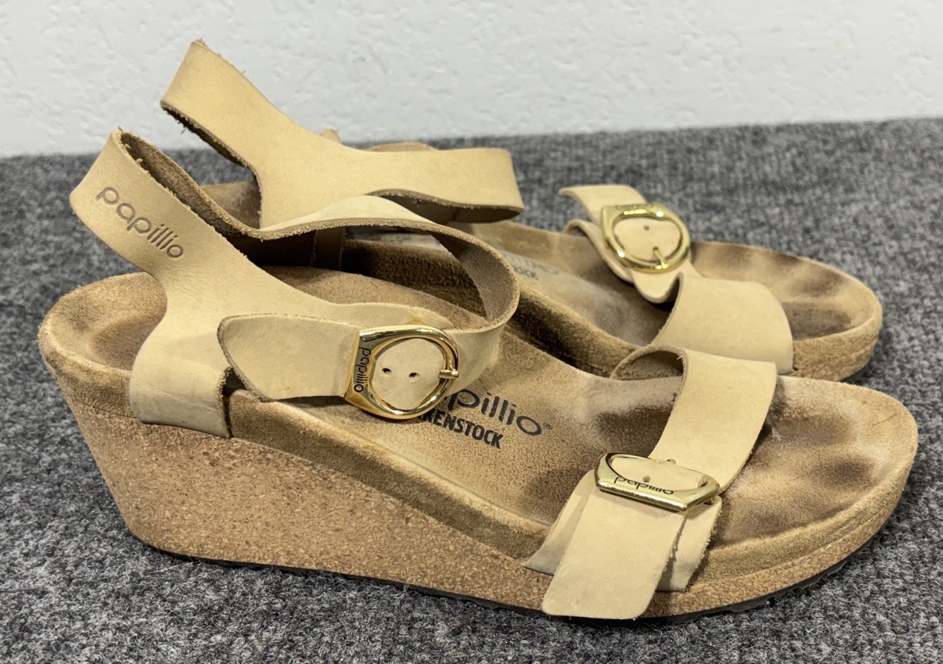 Birkenstock Papillio Wedges Soley Ring Buckle Sandals Nubuck 39 US 8-8.5