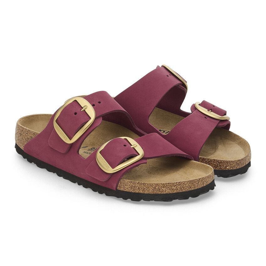 Birkenstock Arizona Big Buckle Nubuck Leather Sandals Narrow Width – Berry Crush