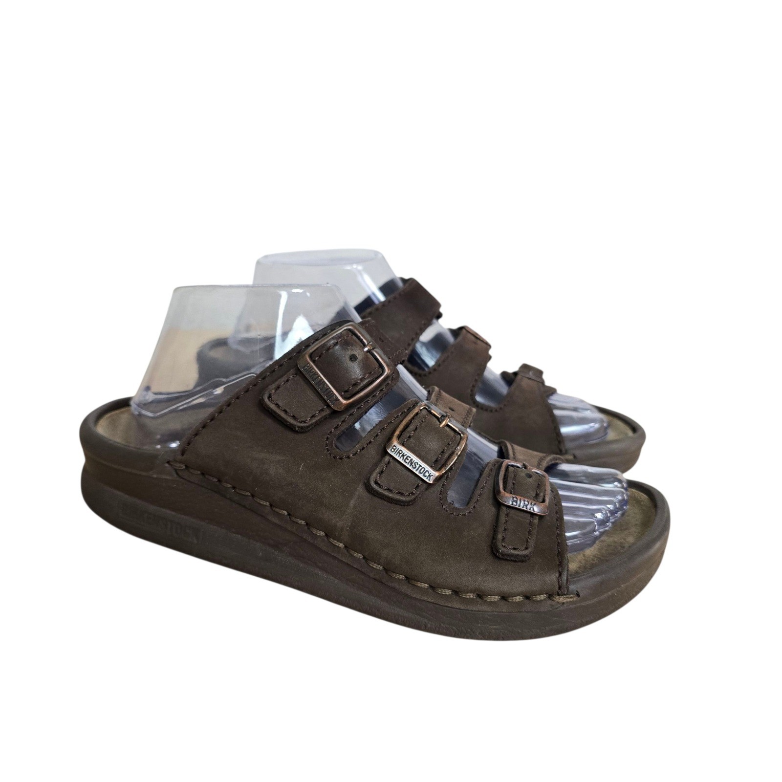 Birkenstock Kansas Suede Leather Brown Double Strap Buckle Sandals EU 38 US 7