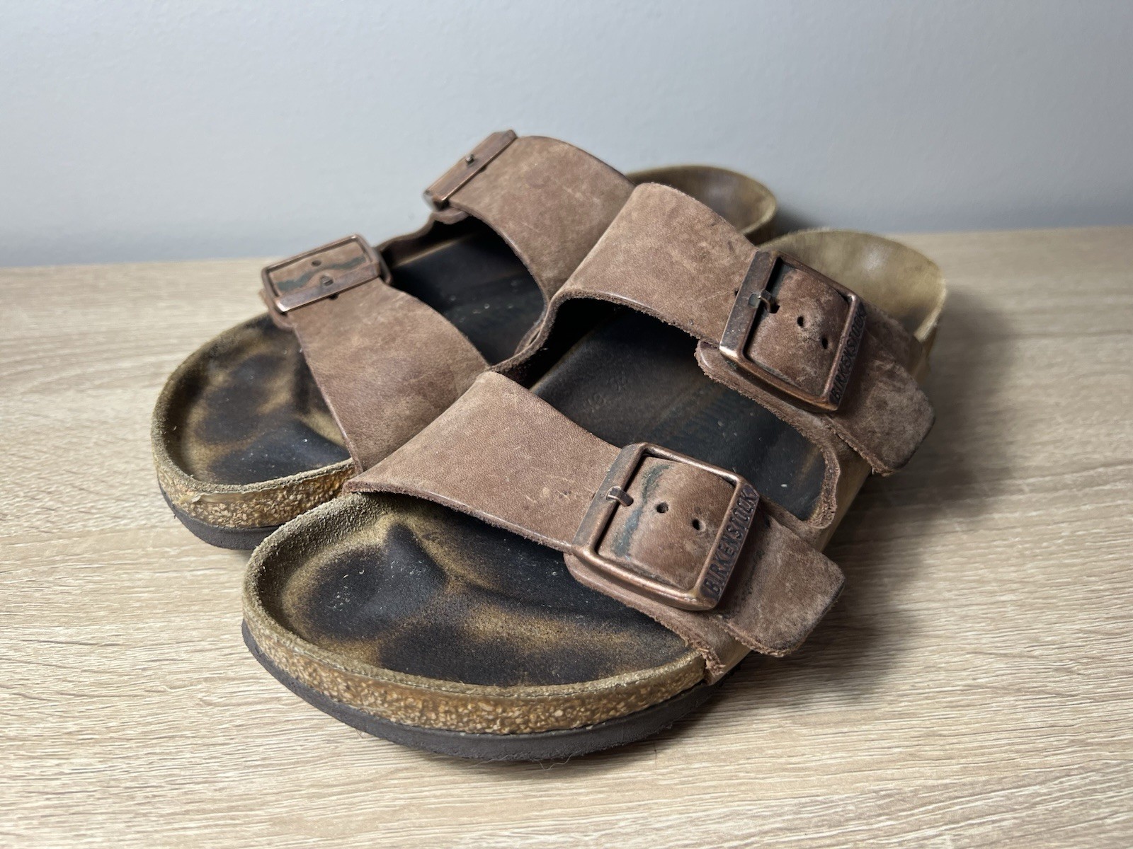 Birkenstock Arizona Sandals EU 38 US 7.5 Brown Birko Slides Slip On WORN