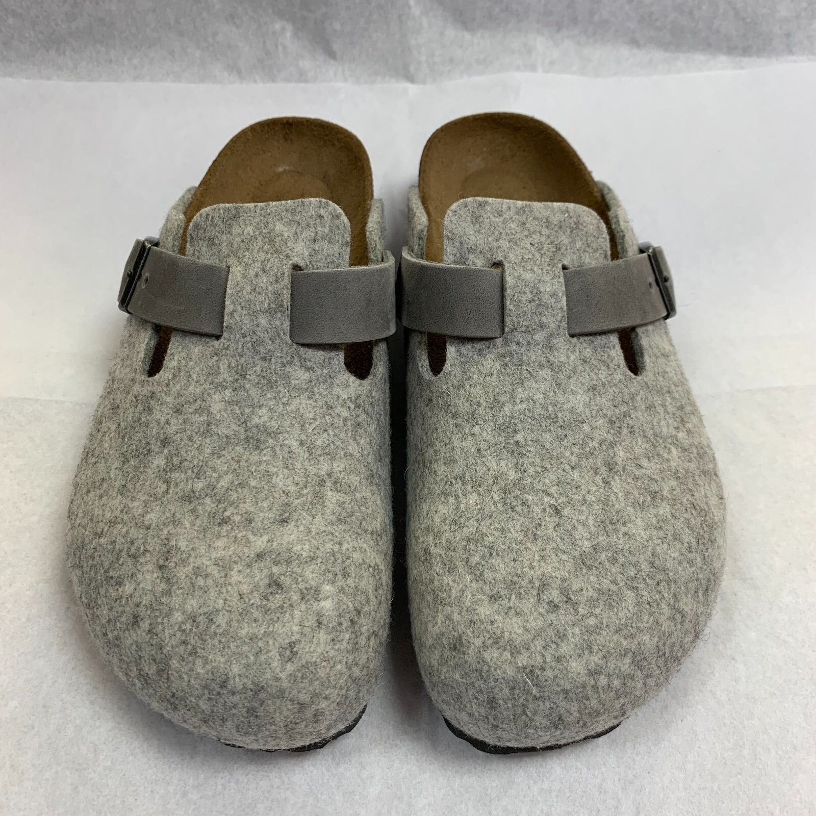 Birkenstock New w/o Box Boston Light Gray Natural Leather/Felt Reg – Select Size