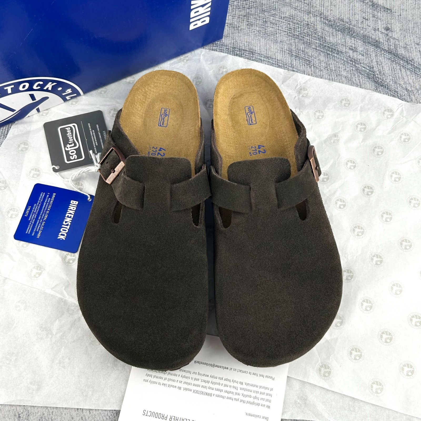 Birkenstock Boston Mocha Suede Leather Soft Footbed Unisex Clog Shoes Select siz