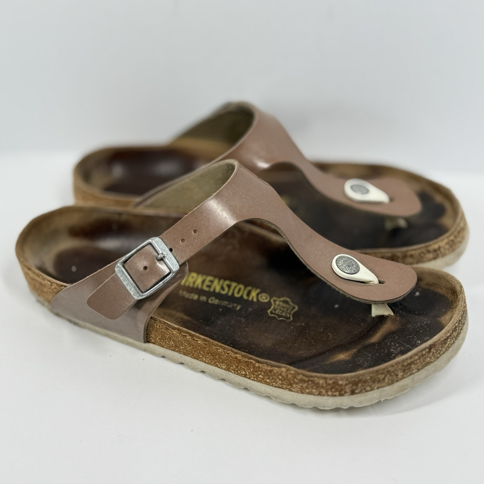 Birkenstock Gizeh Leather Thong Sandals 38 W7 M5 Brown/Mocha Shimmer