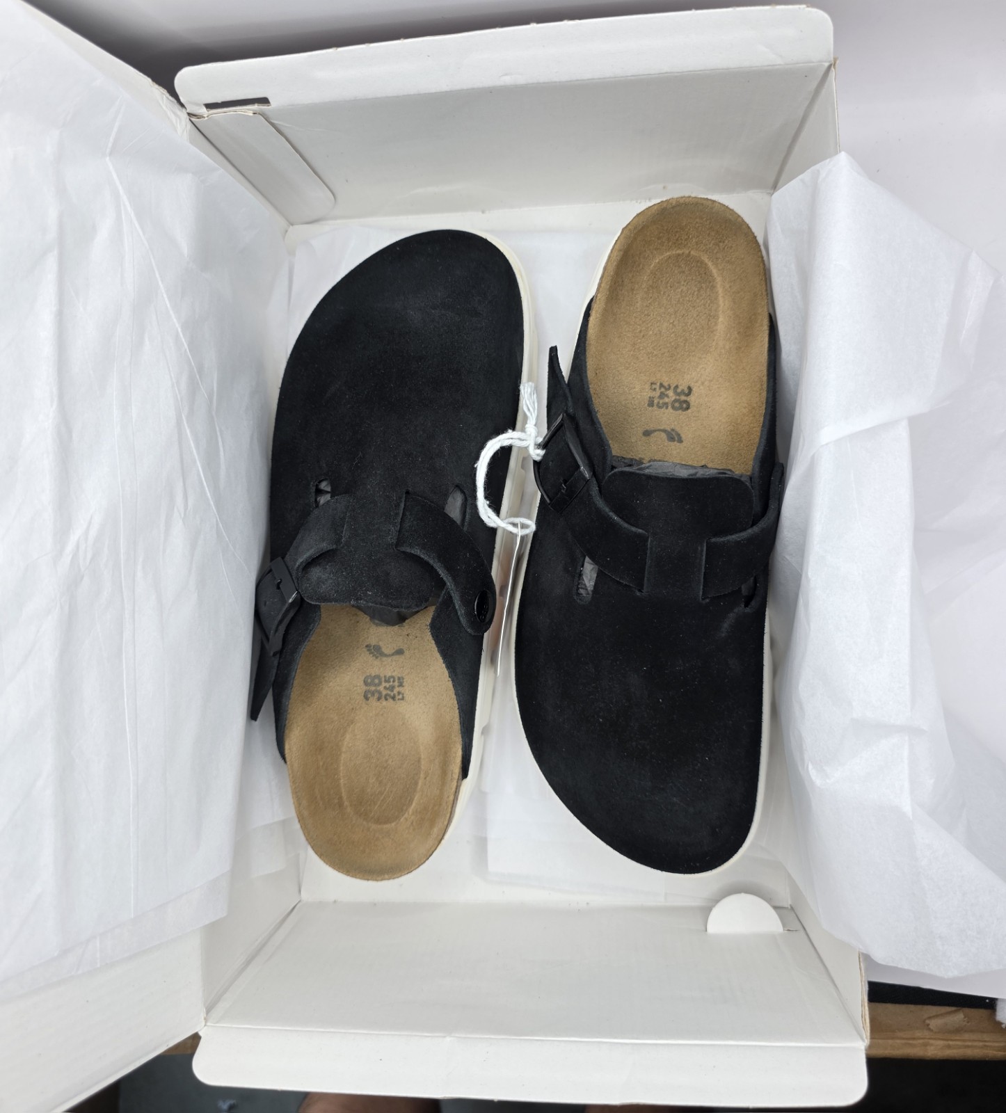 Birkenstock /papillio Boston Pap Chumky Black Suede Leather Narrow