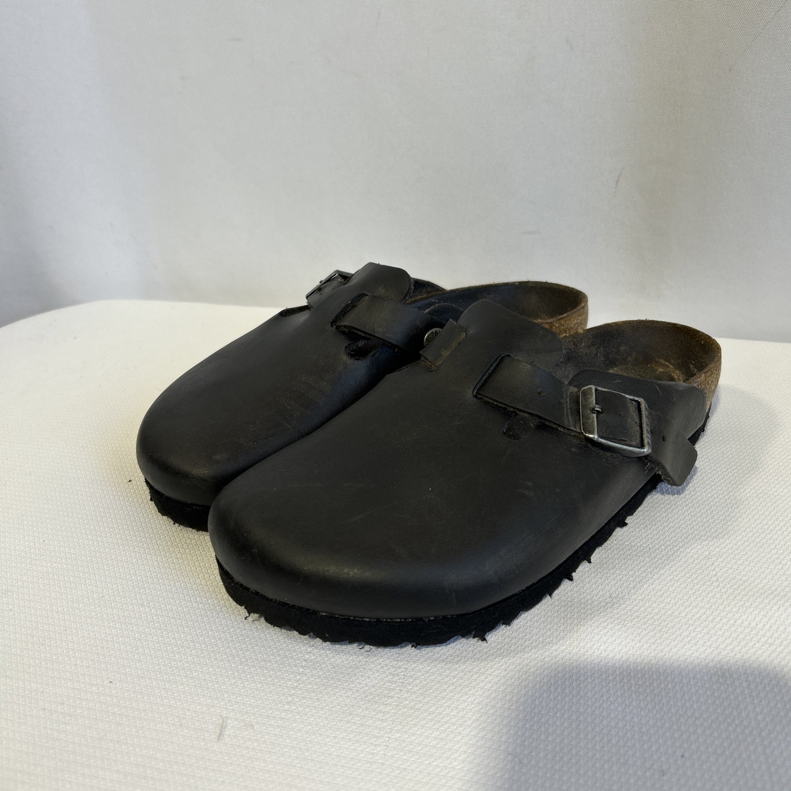 Birkenstock Boston Black Leather Unisex Clogs Size 37 (L6-M4) Regular