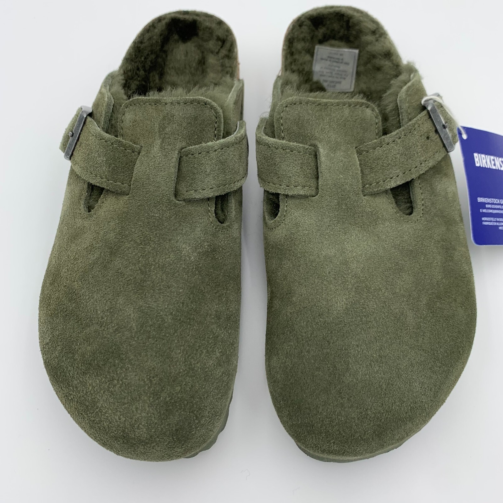 Birkenstock New w/ Box Boston Shearling Thyme Suede Leather Regular Select Size