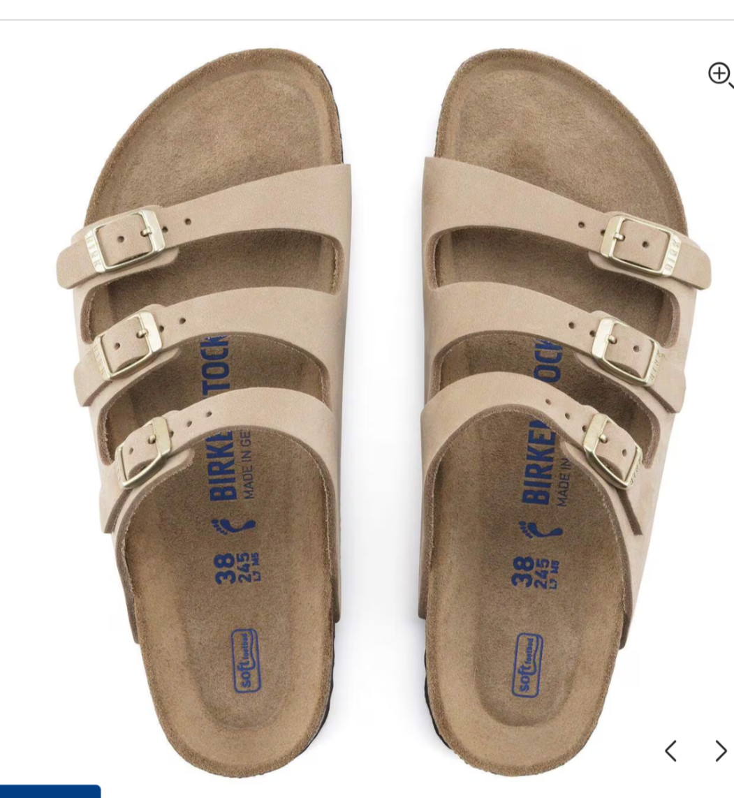 Birkenstock Florida Fresh Soft Footbed Nubuck Leather Sandcastle NEW 39 8 8.5